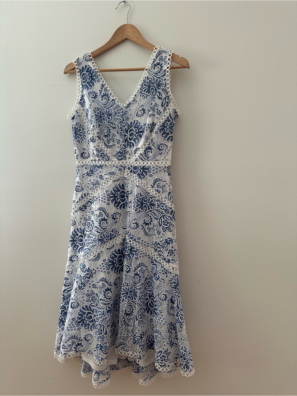 Taylor White Dress with Loop Lace Trim